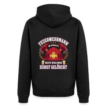 Feuerwehrmann Im Einsatz Feuerwehr - Unisex Premium Bio Zip Hoodie - Schwarz - Hinten - Nico (187cm)