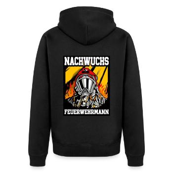 Nachwuchs Feuerwehr Feuerwehrmann - Unisex Premium Bio Zip Hoodie - Schwarz - Hinten - Nico (187cm)