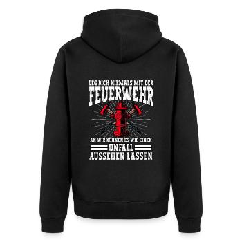 Feuerwehr Feuerwehrmann - Unisex Premium Bio Zip Hoodie - Schwarz - Hinten - Nico (187cm)