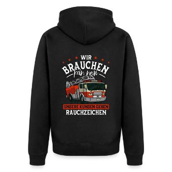 Feuerwehr Feuerwehrmann - Unisex Premium Bio Zip Hoodie - Schwarz - Hinten - Nico (187cm)