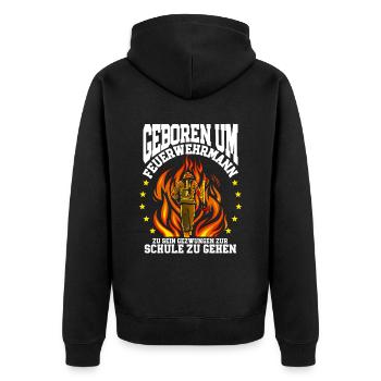Feuerwehr Feuerwehrmann - Unisex Premium Bio Zip Hoodie - Schwarz - Hinten - Nico (187cm)