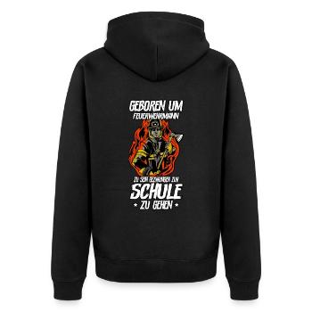 Feuerwehr Feuerwehrmann - Unisex Premium Bio Zip Hoodie - Schwarz - Hinten - Nico (187cm)