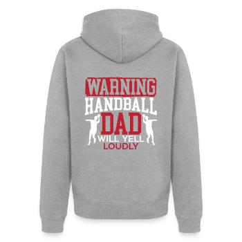 Handball-Papa wird laut Sport Fathers Day schreien - Unisex Premium Bio Zip Hoodie - Grau meliert - Hinten - Nico (187cm)