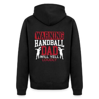 Handball-Papa wird laut Sport Fathers Day schreien - Unisex Premium Bio Zip Hoodie - Schwarz - Hinten - Nico (187cm)