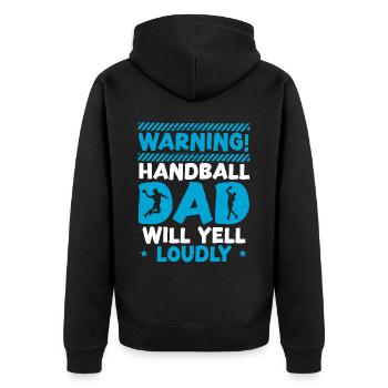 Handball-Papa wird laut Sport Fathers Day schreien - Unisex Premium Bio Zip Hoodie - Schwarz - Hinten - Nico (187cm)