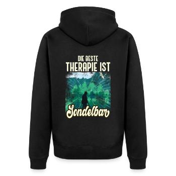 Sondeln Sondengänger Sondler Sprüche Geschenk - Unisex Premium Bio Zip Hoodie - Schwarz - Hinten - Nico (187cm)