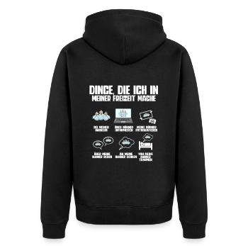 Huhn Hühner - Unisex Premium Bio Zip Hoodie - Schwarz - Hinten - Nico (187cm)