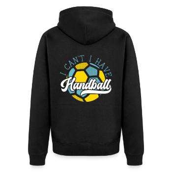 Ich kann nicht Handballspieler Handballer Sport - Unisex Premium Bio Zip Hoodie - Schwarz - Hinten - Nico (187cm)