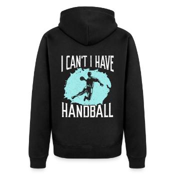 Ich kann nicht Handballspieler Handballer Sport - Unisex Premium Bio Zip Hoodie - Schwarz - Hinten - Nico (187cm)