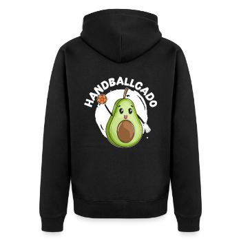 Handballcado Handballspieler Handballer Sport - Unisex Premium Bio Zip Hoodie - Schwarz - Hinten - Nico (187cm)