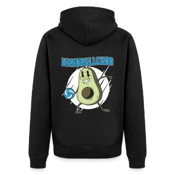 Handballcado Handballspieler Handballer Sport - Unisex Premium Bio Zip Hoodie - Schwarz - Hinten - Nico (187cm)