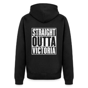 Straight Outta Victoria Vintage - Veste à capuche bio Premium Unisexe - noir - Dos - Nico (187cm)