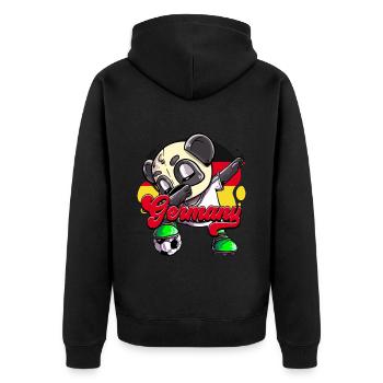Deutschland Fußball - Unisex Premium Bio Zip Hoodie - Schwarz - Hinten - Nico (187cm)