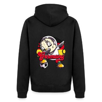 Germany Football - Unisex Premium Organic Zip Hoodie - black - Back - Nico (187cm)