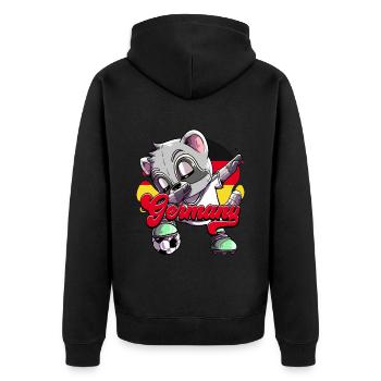 Deutschland Fußball - Unisex Premium Bio Zip Hoodie - Schwarz - Hinten - Nico (187cm)
