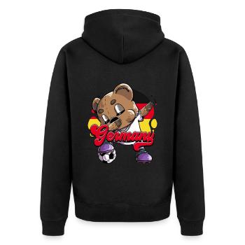 Deutschland Fußball - Unisex Premium Bio Zip Hoodie - Schwarz - Hinten - Nico (187cm)
