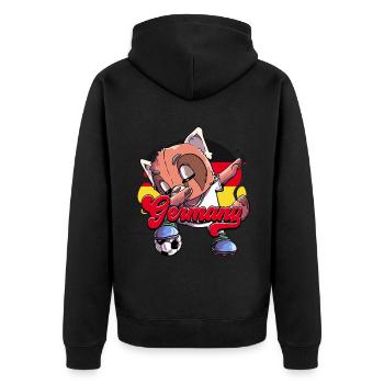 Deutschland Fußball - Unisex Premium Bio Zip Hoodie - Schwarz - Hinten - Nico (187cm)
