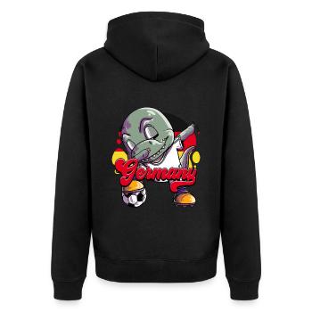 Deutschland Fußball - Unisex Premium Bio Zip Hoodie - Schwarz - Hinten - Nico (187cm)