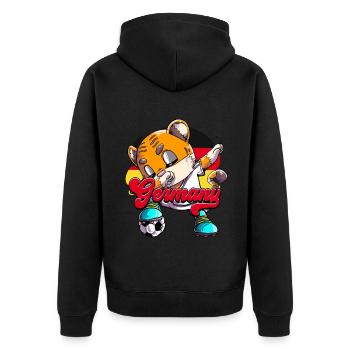 Deutschland Fußball - Unisex Premium Bio Zip Hoodie - Schwarz - Hinten - Nico (187cm)