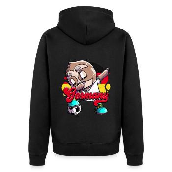 Deutschland Fußball - Unisex Premium Bio Zip Hoodie - Schwarz - Hinten - Nico (187cm)