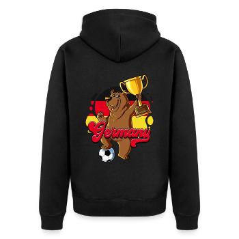 Deutschland Fußball - Unisex Premium Bio Zip Hoodie - Schwarz - Hinten - Nico (187cm)
