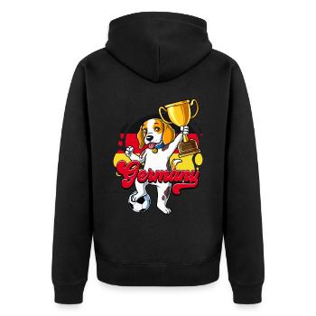 Germany Football - Unisex Premium Organic Zip Hoodie - black - Back - Nico (187cm)