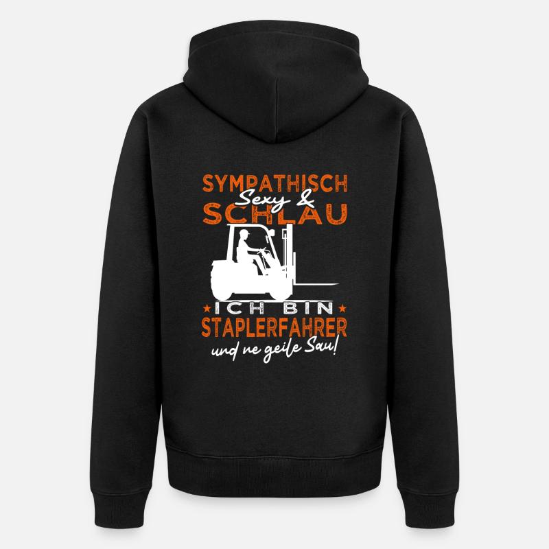 Ich bin Staplerfahrer - Lagerist - Unisex Premium Bio Zip Hoodie - Schwarz