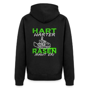 Rasen mähen - Rasenpflege - Gärtner - Platzwart - Unisex Premium Bio Zip Hoodie - Schwarz - Hinten - Nico (187cm)