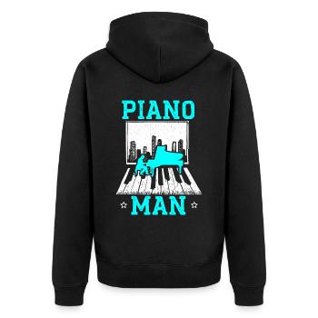 Piano Man Musiker Musikinstrument Pianist - Unisex Premium Bio Zip Hoodie - Schwarz - Hinten - Nico (187cm)