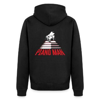 Piano Man Musiker Musikinstrument Pianist - Unisex Premium Bio Zip Hoodie - Schwarz - Hinten - Nico (187cm)