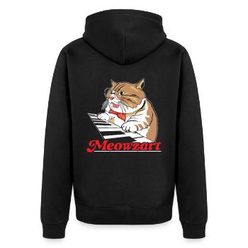 Meowzart Piano Cat Musician Musical Pianist Music - Unisex Premium Organic Zip Hoodie - black - Back - Nico (187cm)