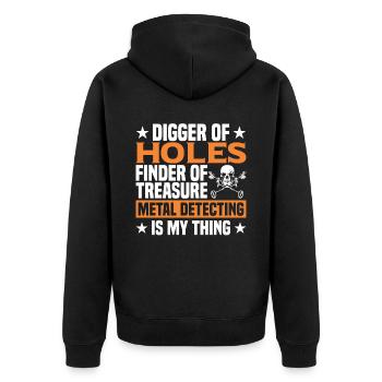 Dirt Fishing Probe Detector Sondler - Unisex Premium Organic Zip Hoodie - black - Back - Nico (187cm)