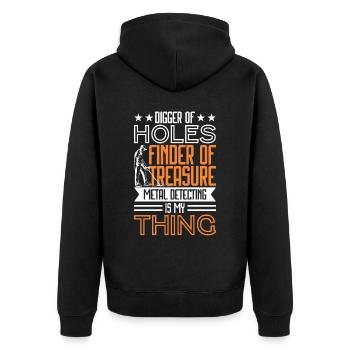 Dirt Fishing Probe Detector Sondler - Unisex Premium Organic Zip Hoodie - black - Back - Nico (187cm)