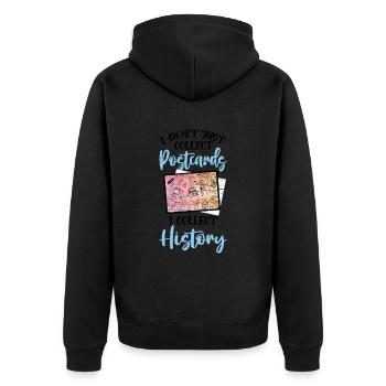 Deltiology I Collect History Deltiologist - Unisex Premium Organic Zip Hoodie - black - Back - Nico (187cm)