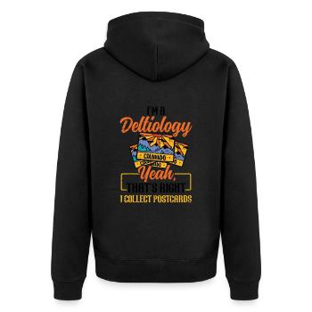 Deltiology-karte Colleting Deltiologist-postkarte - Unisex Premium Bio Zip Hoodie - Schwarz - Hinten - Nico (187cm)