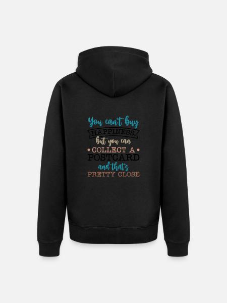 Deltiology card Colleting Deltiologist postcard - Unisex Premium Organic Zip Hoodie - black
