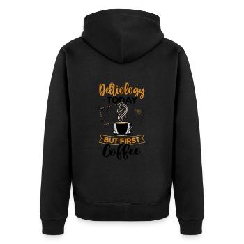 Deltiology coffee Deltiologist postcard collector - Unisex Premium Organic Zip Hoodie - black - Back - Nico (187cm)