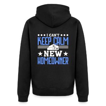 Hausbesitzer Eigentümer Geschenk Hauseigentümer - Unisex Premium Bio Zip Hoodie - Schwarz - Hinten - Nico (187cm)