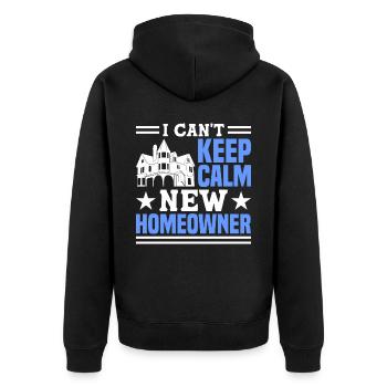 Hausbesitzer Eigentümer Geschenk Hauseigentümer - Unisex Premium Bio Zip Hoodie - Schwarz - Hinten - Nico (187cm)