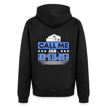 Hausbesitzer Eigentümer Geschenk Hauseigentümer - Unisex Premium Bio Zip Hoodie - Schwarz - Hinten - Nico (187cm)