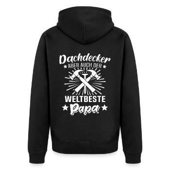 Dachdecker Papa - Unisex Premium Bio Zip Hoodie - Schwarz - Hinten - Nico (187cm)