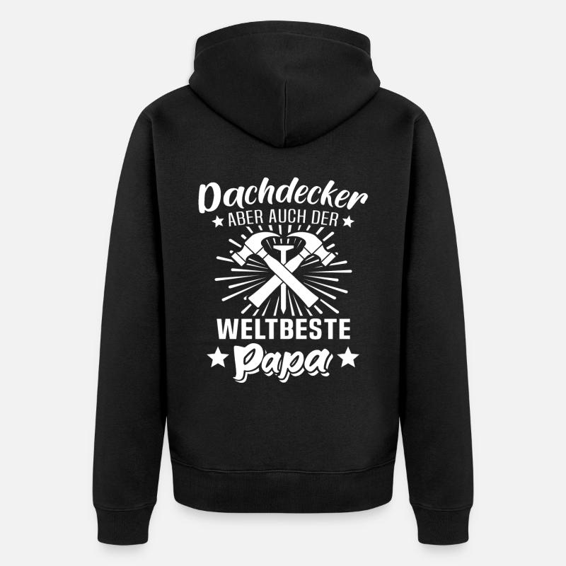 Dachdecker Papa - Unisex Premium Bio Zip Hoodie - Schwarz