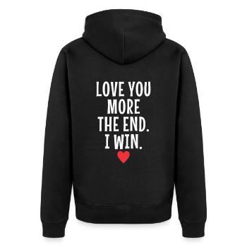 Je t’aime plus à la fin je gagne la Saint-Valentin - Veste à capuche bio Premium Unisexe - noir - Dos - Nico (187cm)