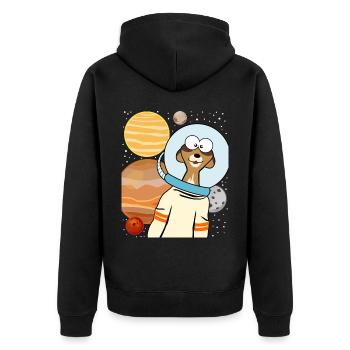 Astronaute suricate dans l’espace - Veste à capuche bio Premium Unisexe - noir - Dos - Nico (187cm)