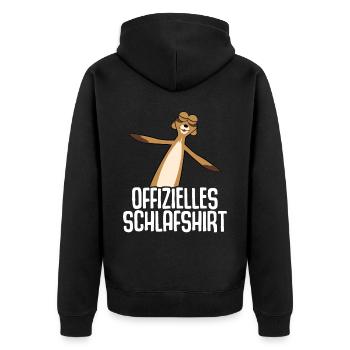 Erdmännchen Schlafshirt - Unisex Premium Bio Zip Hoodie - Schwarz - Hinten - Nico (187cm)