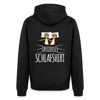 Erdmännchen Schlafshirt zum Schlafen - Unisex Premium Bio Zip Hoodie - Schwarz - Hinten - Nico (187cm)