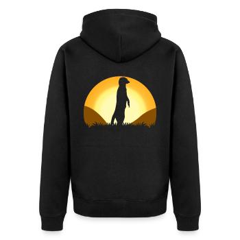 Erdmännchen Sonnenuntergang Meerkats - Unisex Premium Bio Zip Hoodie - Schwarz - Hinten - Nico (187cm)