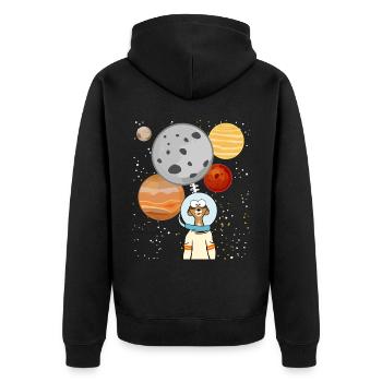 Planètes spatiales des astronautes suricates - Veste à capuche bio Premium Unisexe - noir - Dos - Nico (187cm)