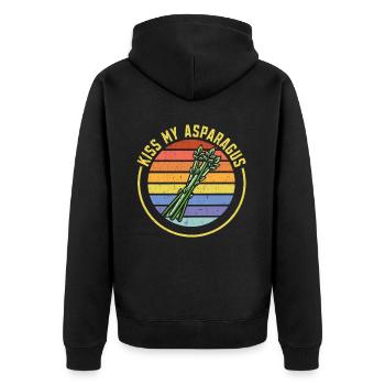 Kiss My Asparagus Lover Vegan Gemüse Vegetarisch - Unisex Premium Bio Zip Hoodie - Schwarz - Hinten - Nico (187cm)