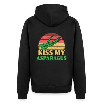 Kiss My Asparagus Lover Vegan Gemüse Vegetarisch - Unisex Premium Bio Zip Hoodie - Schwarz - Hinten - Nico (187cm)